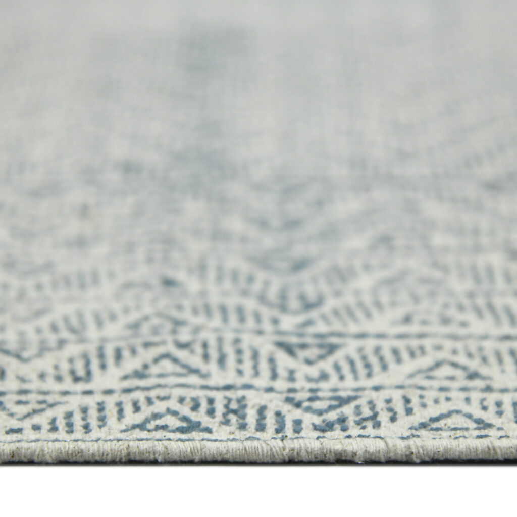 7' x 10' Blue Geometric Flatweave Handmade Distressed Area Rug With Fringe
