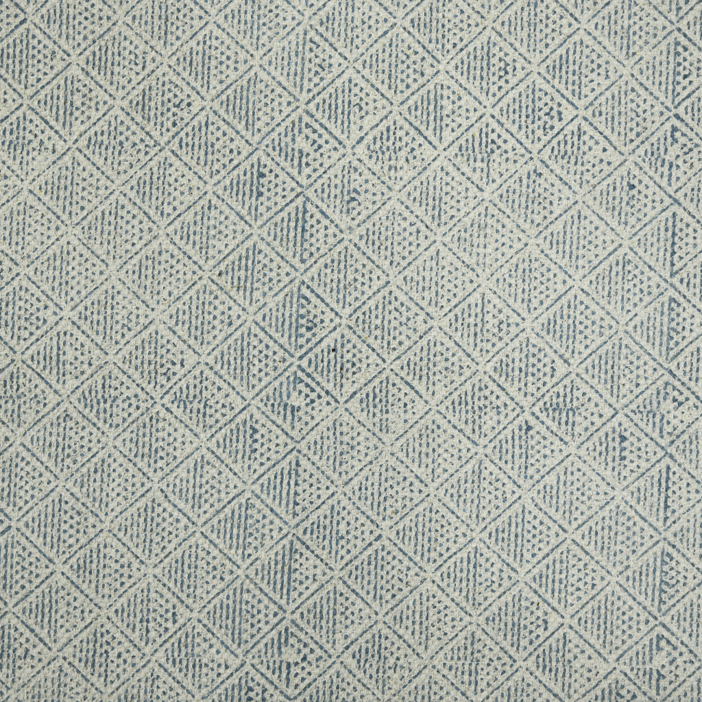 8' Blue Geometric Flatweave Handmade Distressed Runner Rug With Fringe