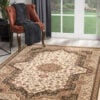4’ x 6’ Cream and Black Decorative Area Rug
