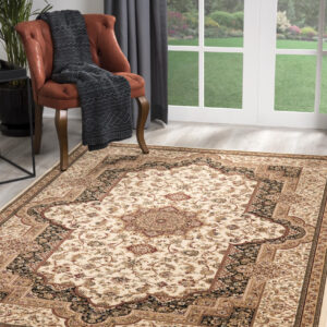 4’ x 6’ Cream and Black Decorative Area Rug