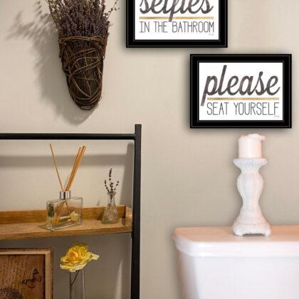 Set Of Two No Selfies When Seated 2 Black Framed Print Wall Art
