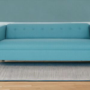 80" Teal Blue Polyester And Dark Brown Sofa