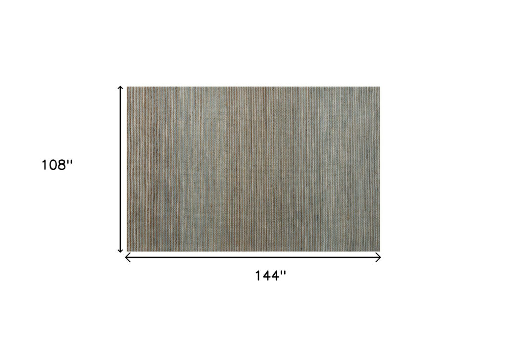 9' x 12' Blue Striped Hand Woven Area Rug