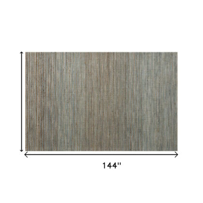 9' x 12' Blue Striped Hand Woven Area Rug