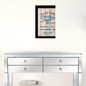 Wash Your Hands Jesus and Germs Black Framed Print Wall Art