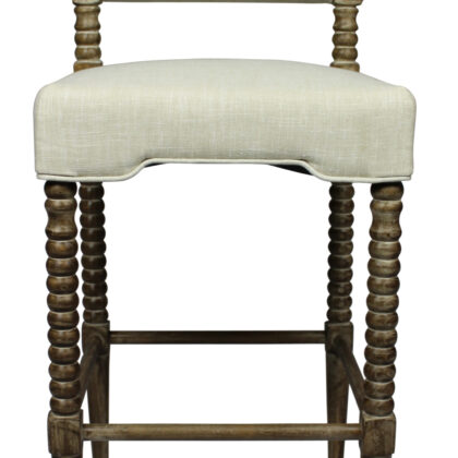 30" Off White And Brown Solid Wood Bar Height Bar Chair