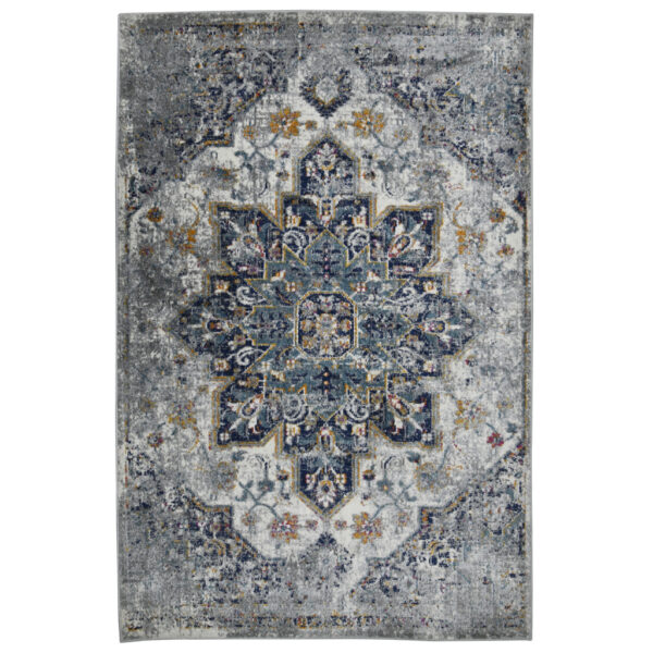 8' Gray Medallion Power Loom Runner Rug