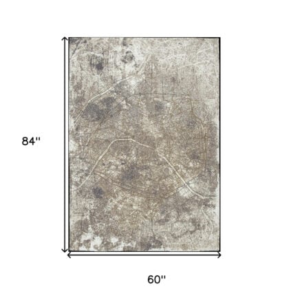 6' X 8' Gray and White Abstract Non Skid Area Rug
