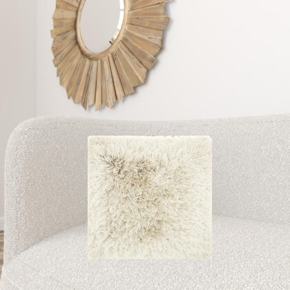 Plush Beige Shag Accent Throw Pillow