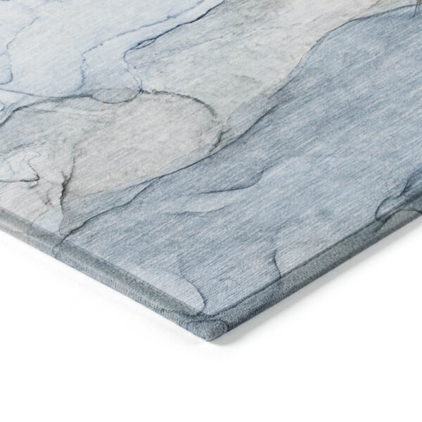 5' X 8' Blue Abstract Washable Non Skid Indoor Outdoor Area Rug