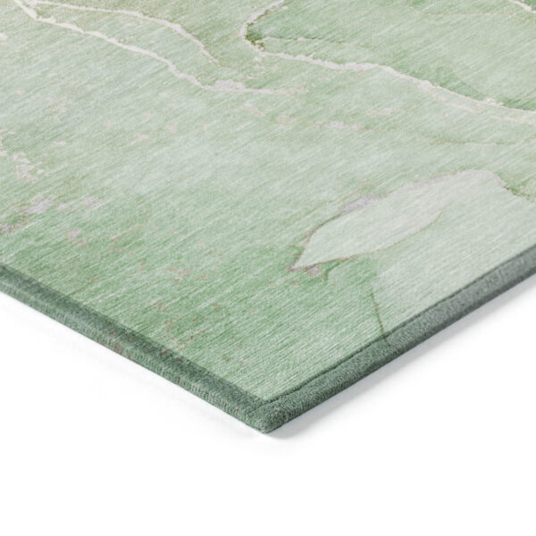 9' X 12' Green Abstract Washable Non Skid Indoor Outdoor Area Rug