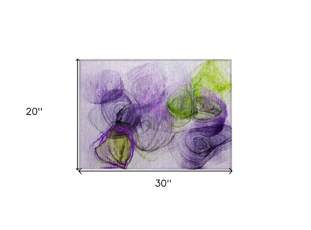 2' X 3' Purple Abstract Washable Non Skid Indoor Outdoor Area Rug