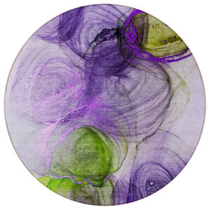 8' Round Purple Round Abstract Washable Non Skid Indoor Outdoor Area Rug
