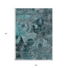 3' X 5' Teal and Gray Floral Washable Non Skid Indoor Outdoor Area Rug