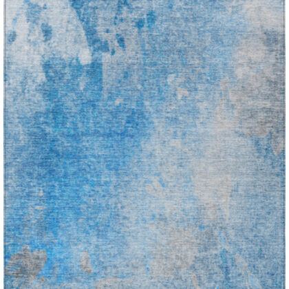 10' X 14' Blue and Gray Abstract Washable Non Skid Indoor Outdoor Area Rug