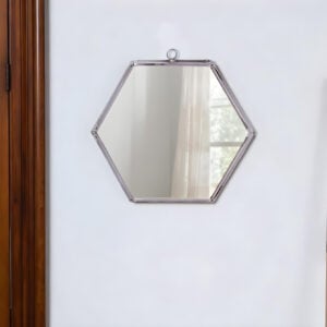 8" Silver Hexagon Steel Framed Accent Mirror