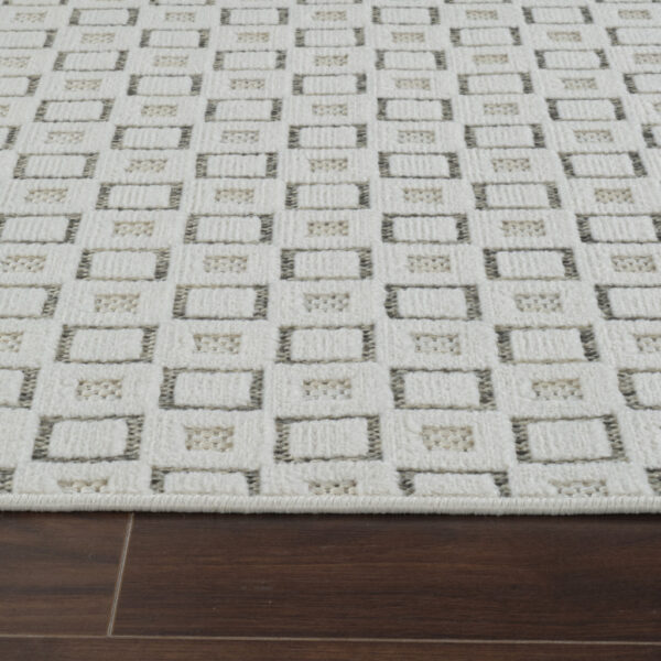 8' X 10' Cream and Beige Geometric Distressed Indoor Outdoor Area Rug