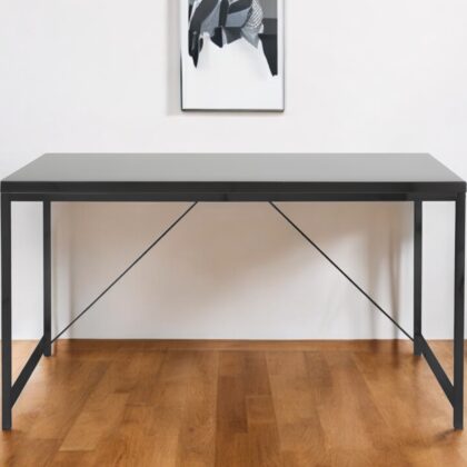47" Black Wood and Stainless Steel Writing Desk