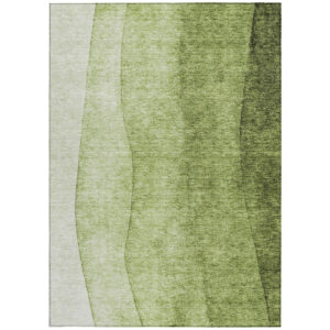 3' X 5' Olive Green And Artichoke Green Ombre Washable Indoor Outdoor Area Rug