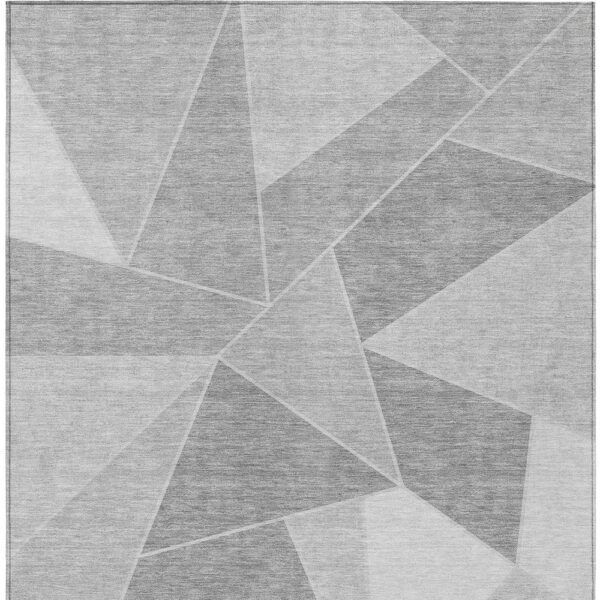 9' X 12' Gray Silver And Graphite Geometric Washable Indoor Outdoor Area Rug