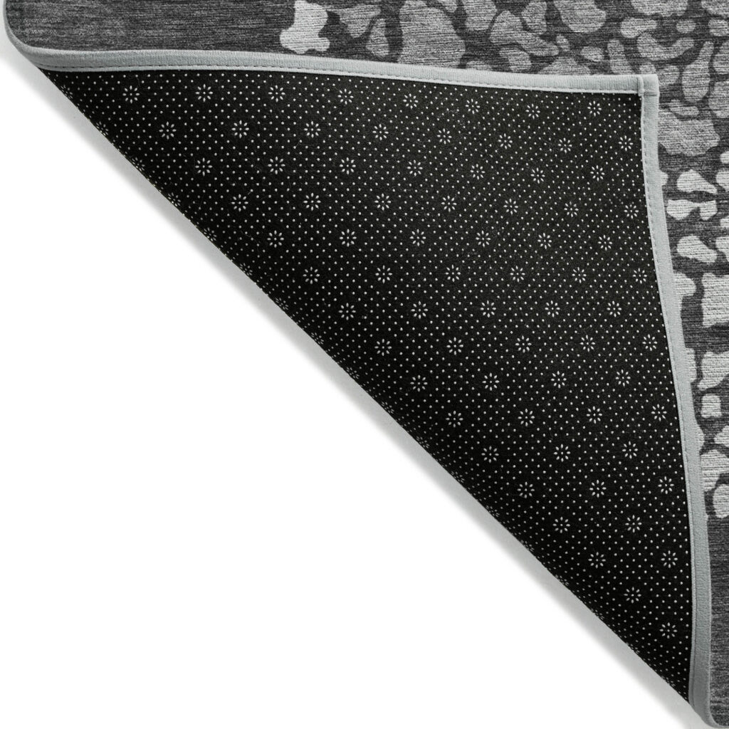 10' X 14' Charcoal Gray And Silver Abstract Washable Indoor Outdoor Area Rug