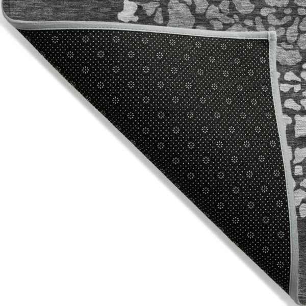 10' X 14' Charcoal Gray And Silver Abstract Washable Indoor Outdoor Area Rug