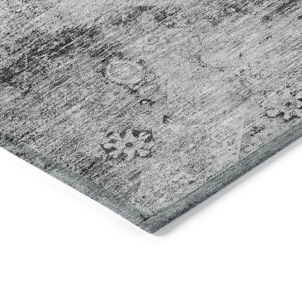 10' X 14' Gray Charcoal And Silver Oriental Washable Indoor Outdoor Area Rug