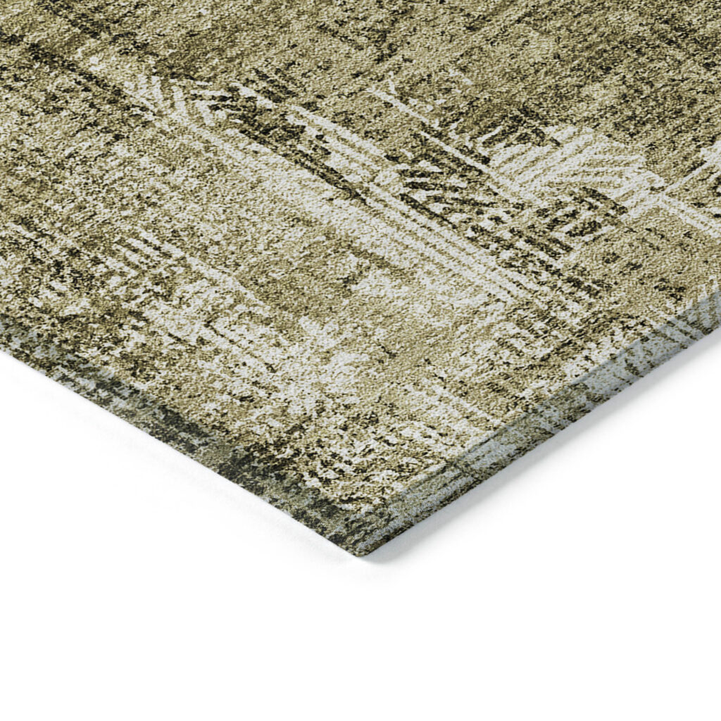 8' X 10' Brown Taupe And Ivory Abstract Washable Indoor Outdoor Area Rug