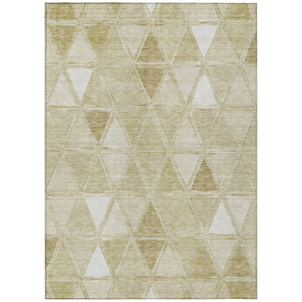 9' X 12' Khaki Beige And Tan Geometric Washable Indoor Outdoor Area Rug