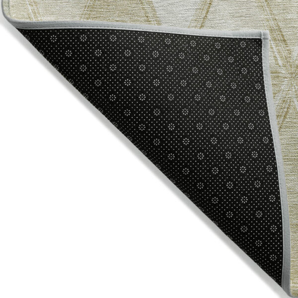 3' X 5' Khaki Beige And Tan Geometric Washable Indoor Outdoor Area Rug