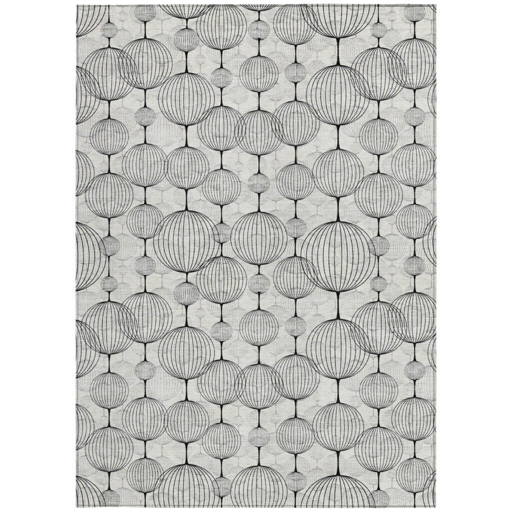 3' X 5' White Gray And Silver Geometric Washable Indoor Outdoor Area Rug