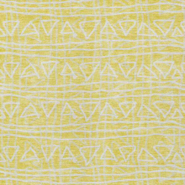 5' X 8' Yellow And Ivory Geometric Washable Indoor Outdoor Area Rug