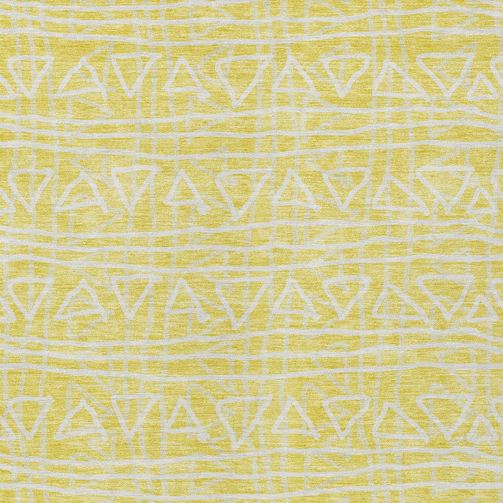 5' X 8' Yellow And Ivory Geometric Washable Indoor Outdoor Area Rug