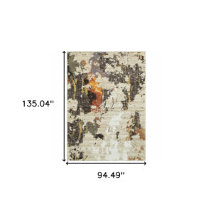 8’ X 11’ Abstract Weathered Beige And Gray Indoor Area Rug