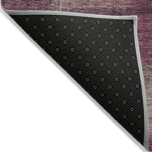 8' Plum Mauve And Beige Round Abstract Washable Indoor Outdoor Area Rug