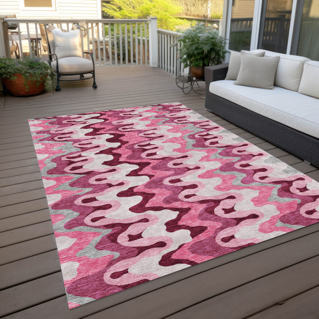 5' X 8' Blush Pink And Mauve Abstract Washable Indoor Outdoor Area Rug