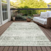 8' X 10' Sage Artichoke Green And Ivory Abstract Washable Indoor Outdoor Area Rug