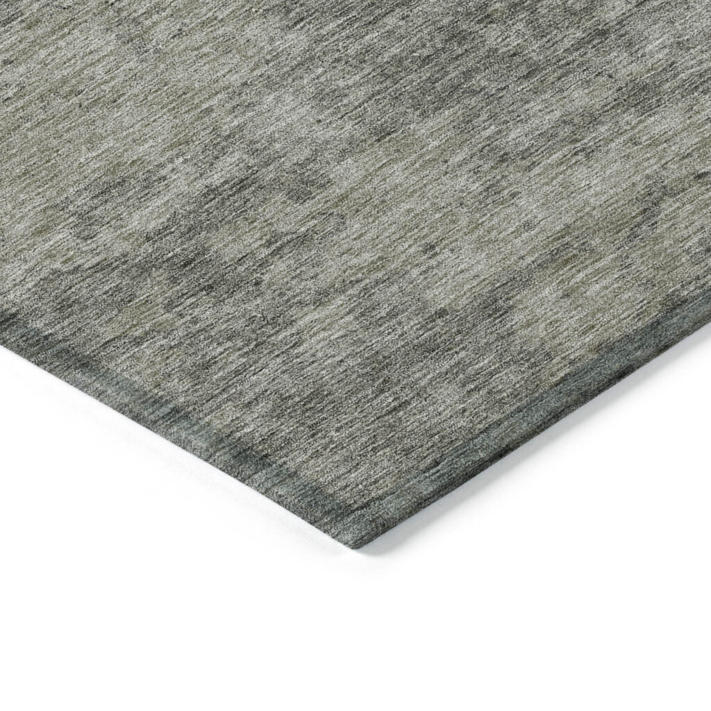 9' X 12' Taupe Khaki And Charcoal Floral Washable Indoor Outdoor Area Rug