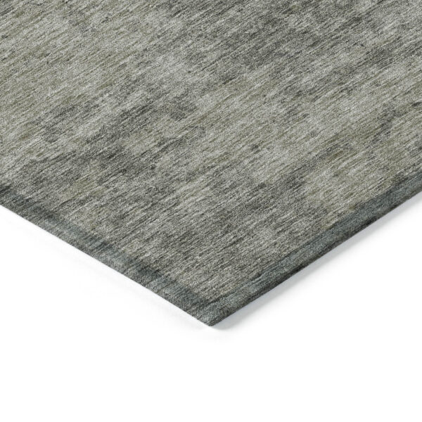 9' X 12' Taupe Khaki And Charcoal Floral Washable Indoor Outdoor Area Rug