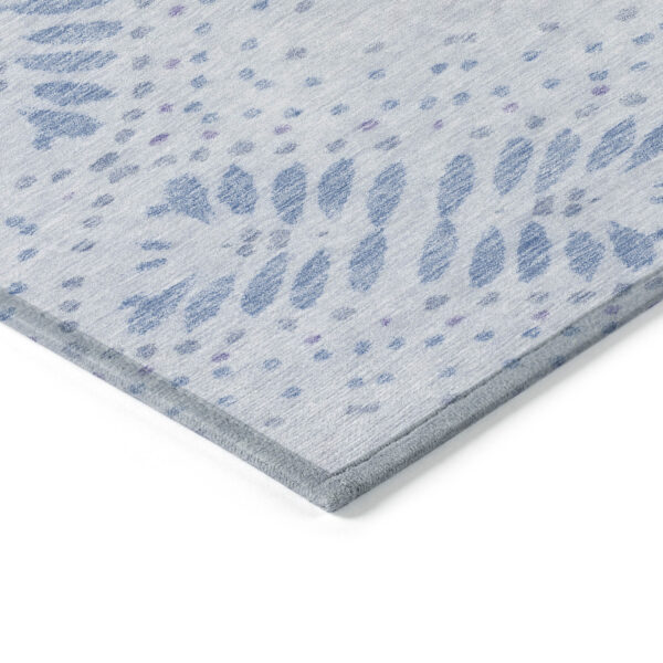 9' X 12' Denim Blue And Sky Blue Floral Washable Indoor Outdoor Area Rug