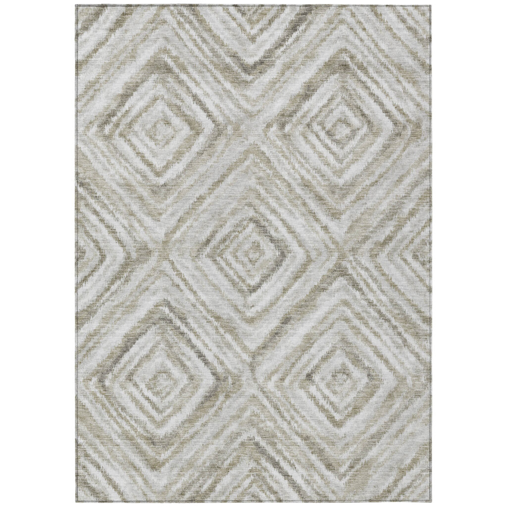10' X 14' Beige Taupe And Ivory Geometric Washable Indoor Outdoor Area Rug