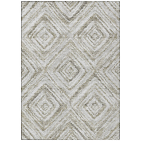 10' X 14' Beige Taupe And Ivory Geometric Washable Indoor Outdoor Area Rug