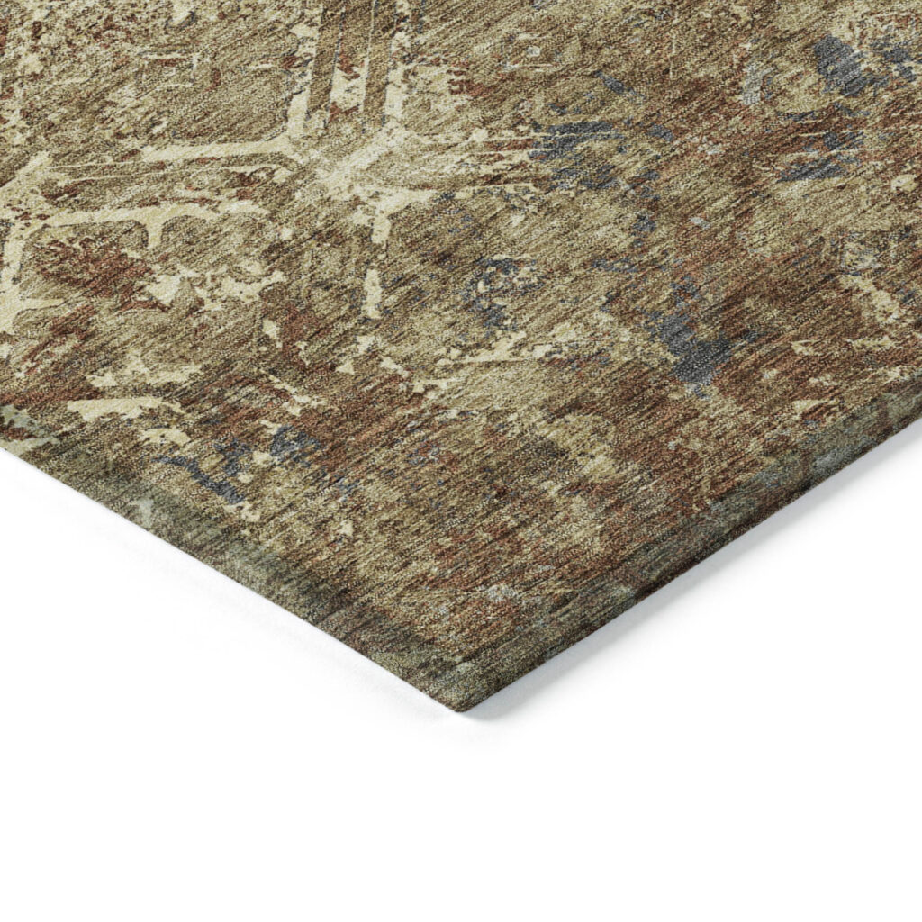 10' X 14' Brown Copper And Gold Geometric Washable Indoor Outdoor Area Rug