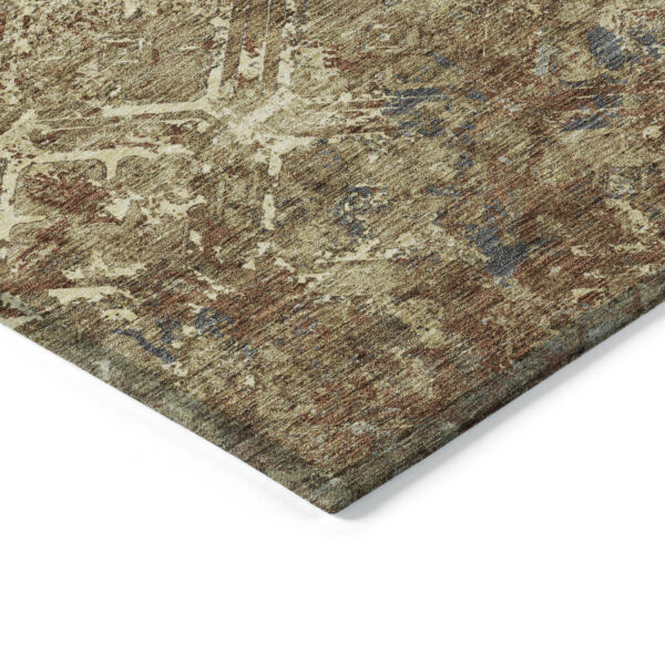 10' X 14' Brown Copper And Gold Geometric Washable Indoor Outdoor Area Rug