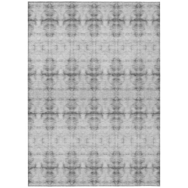 3' X 5' Silver And Gray Geometric Washable Indoor Outdoor Area Rug