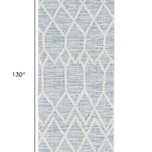 8'X11' Ivory Grey Machine Woven Geometric Indoor Area Rug
