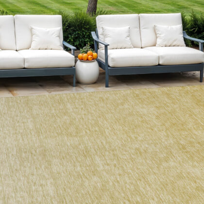 9' X 12' Wheat Gold And Tan Ombre Washable Indoor Outdoor Area Rug