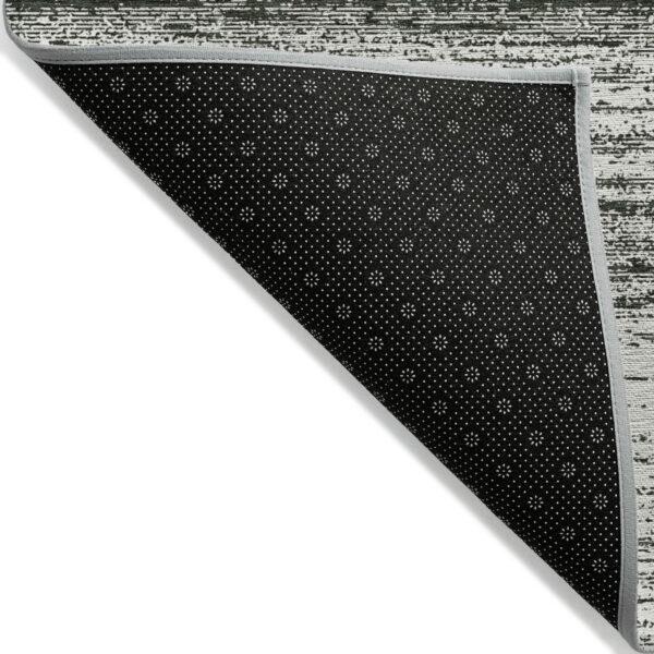 9' X 12' Black Ivory And Gray Striped Washable Indoor Outdoor Area Rug