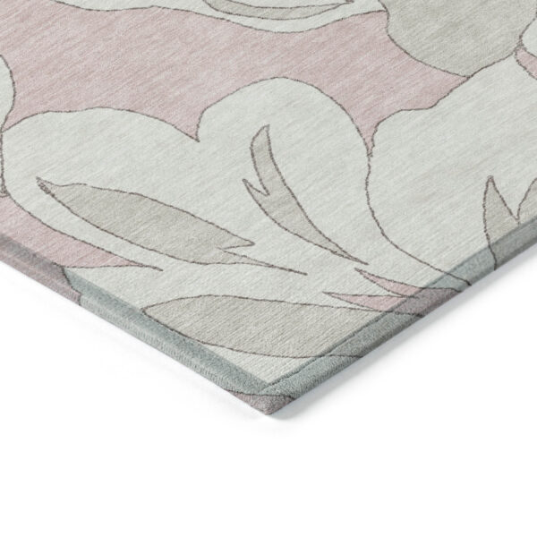 10' X 14' Pink Ivory And Beige Floral Washable Indoor Outdoor Area Rug