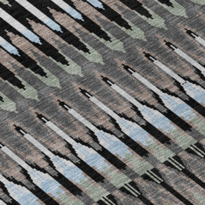 5' X 8' Black Gray And Blue Southwestern Washable Indoor Outdoor Area Rug